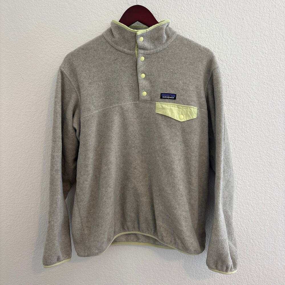 Patagonia Synchilla Snap-T Fleece Pullover Gray Light Green Women's Size Large